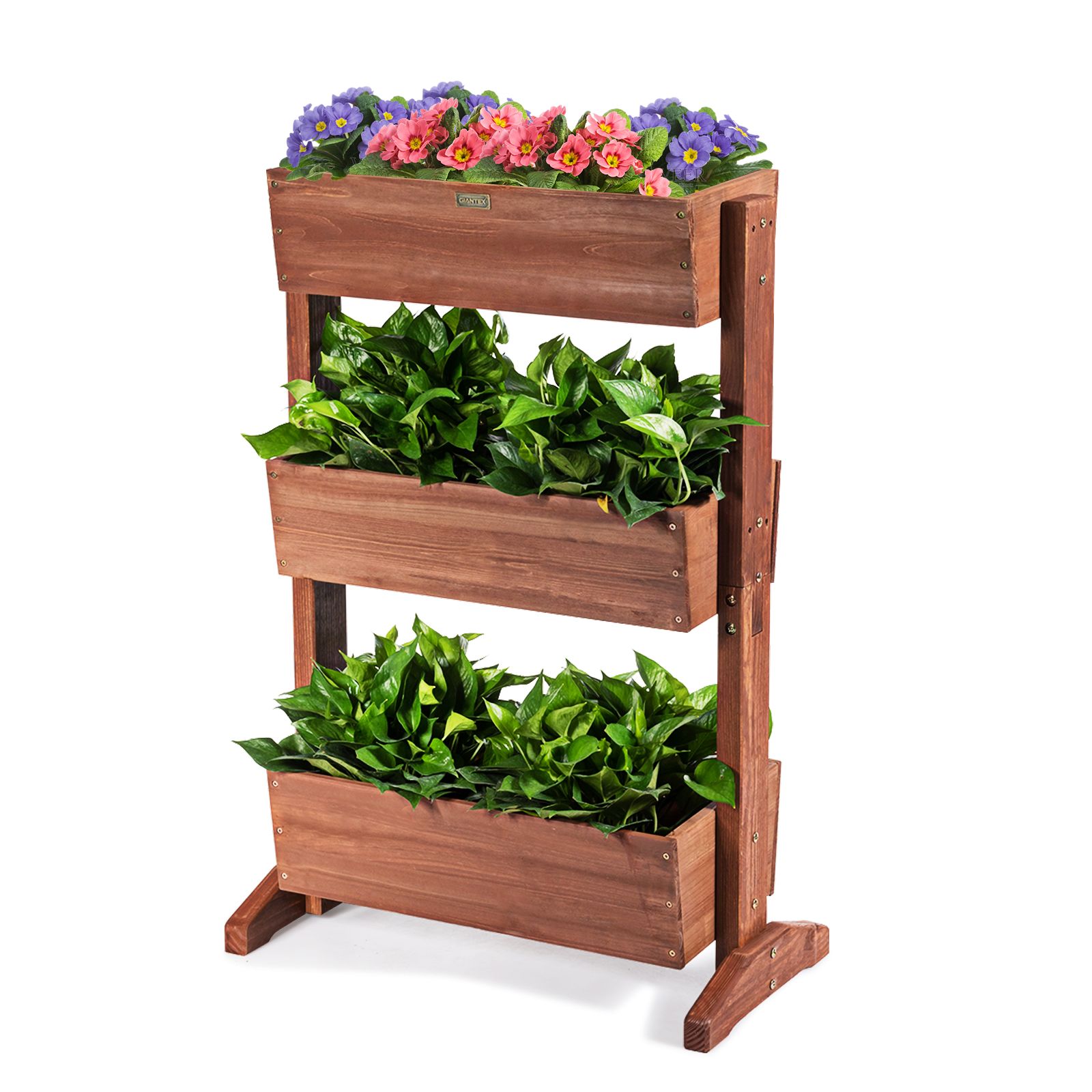 3-stufiges hölzernes Blumenregal / Blumentreppe 71 × 38 × 105 cm – Braun