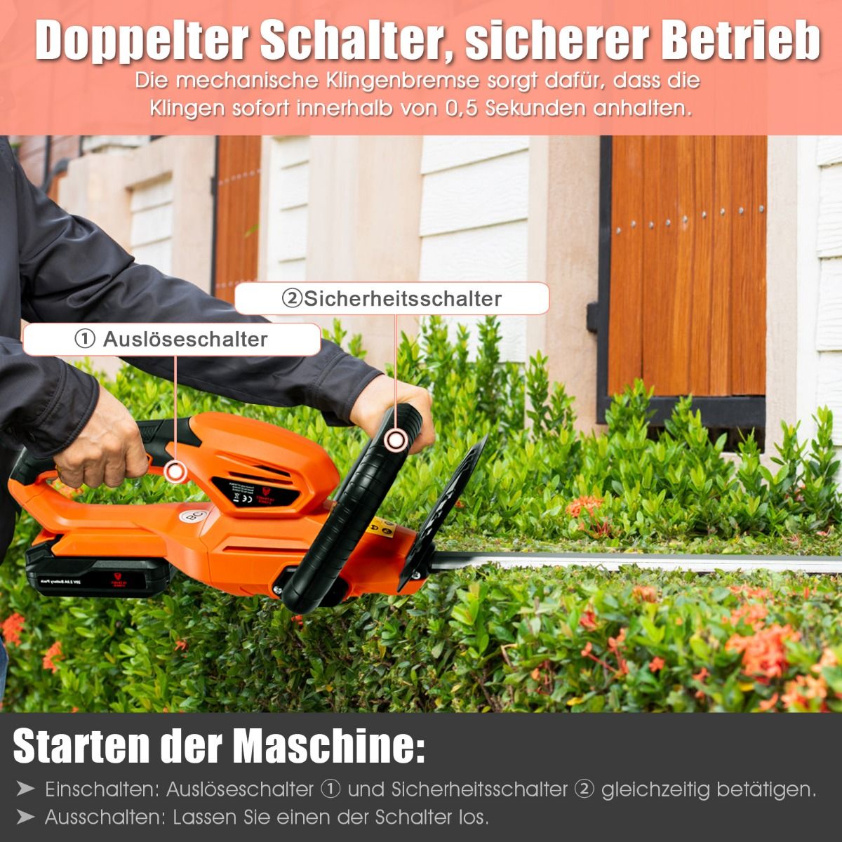 Akku-Heckenschere kabellos 20 V – 60 cm