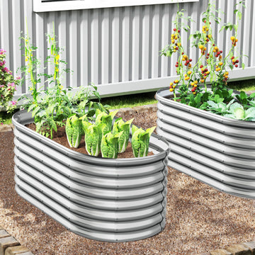 Metall-Hochbeet oval mit offenem Boden, 165 × 80 × 60 cm